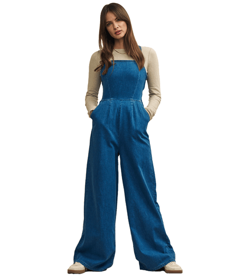 Fearne Cotton Mid Wash Denim Jumpsuit - Blue
