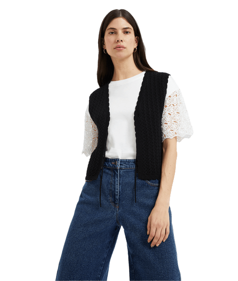 Summer Stitch Tie Up Top - Black