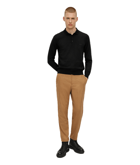 Virgin-wool Polo Sweater With Embroidered Logo - Black
