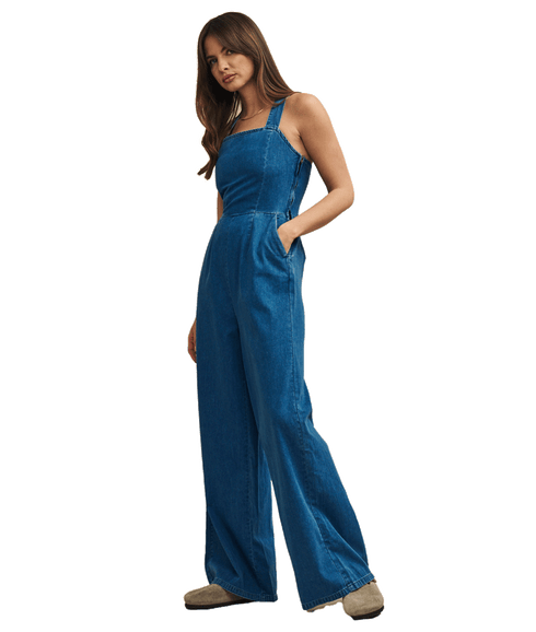 Fearne Cotton Mid Wash Denim Jumpsuit - Blue