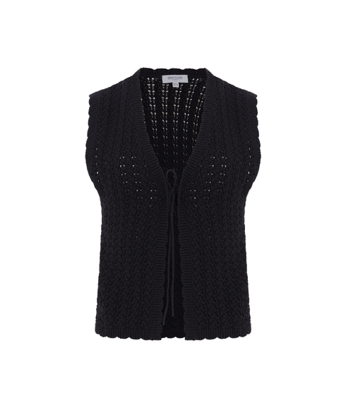 Summer Stitch Tie Up Top - Black