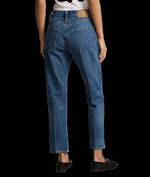 High-rise Relaxed Straight Crop Jean - Blue