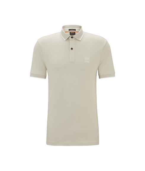 Slim-fit Polo Shirt in Washed Stretch-cotton Piqué - Beige