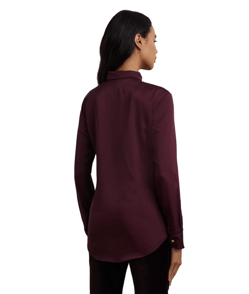 Classic Fit Satin Charmeuse Shirt - Red