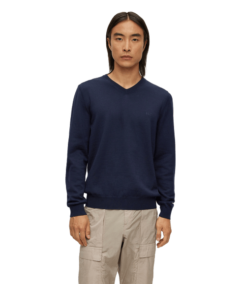 Baram-L V-Neck Sweater - Dark Blue