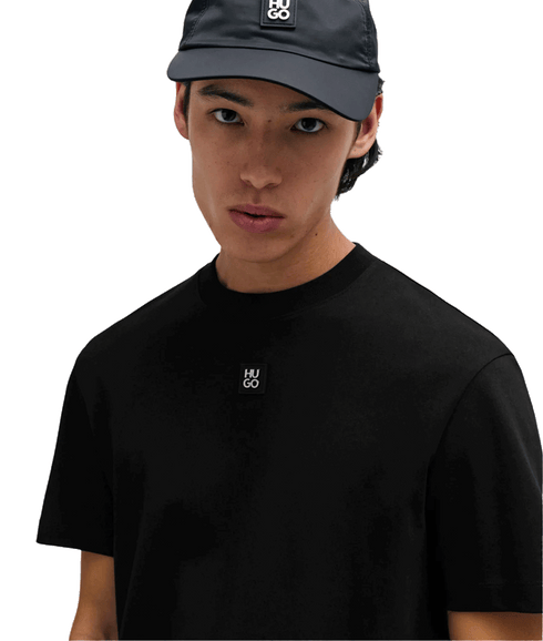 Interlock-cotton Regular-fit T-shirt With Stacked Logo - Black
