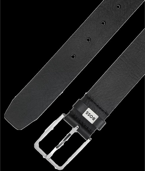 Elio Italian-leather Belt With Logo Keeper - Black