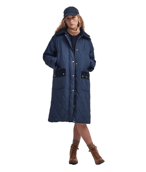 Cookston Longline Quilted Jacket - Navy