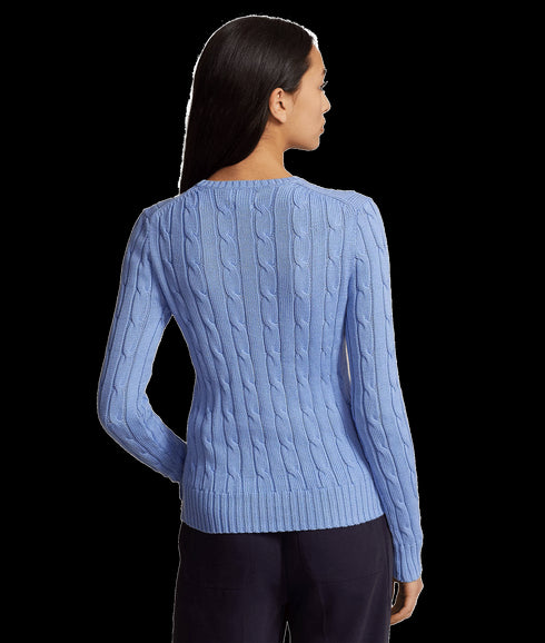 Cable-knit Cotton Crewneck Sweater - Blue