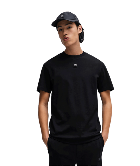 Interlock-cotton Regular-fit T-shirt With Stacked Logo - Black