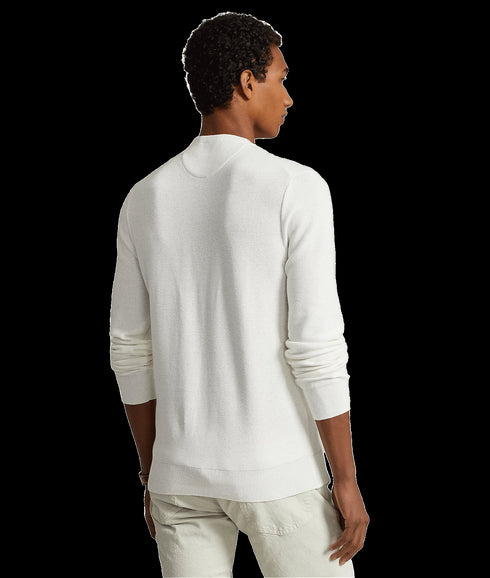 Textured Cotton Crewneck Jumper - White