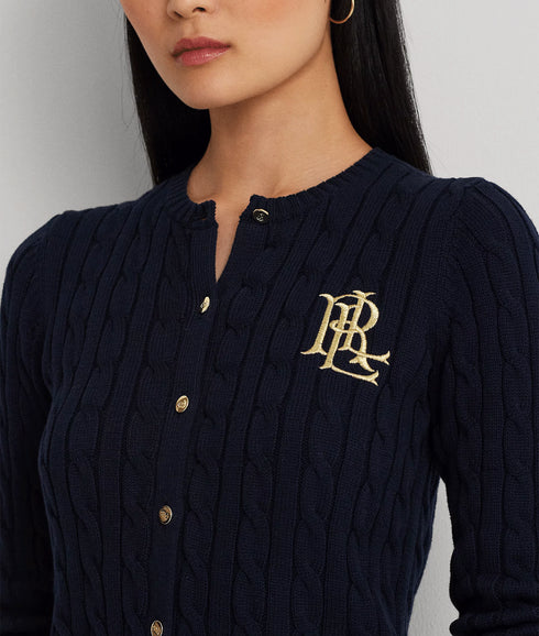 Cable-knit Cotton Cardigan - Navy