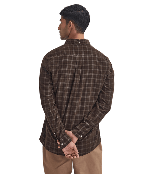 Harthill Tailored Long Sleeved Cord Shirt - Brown