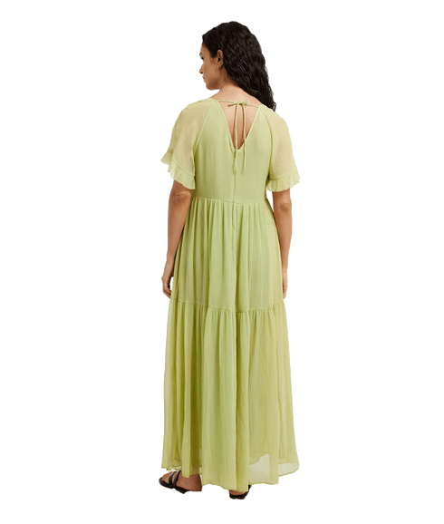 Gossamer Chiffon Tiered Maxi Dress - Green