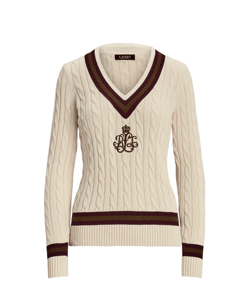 Cable-knit Cotton Cricket Sweater - Cream
