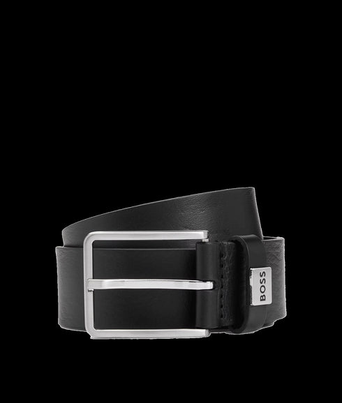 Elio Italian-leather Belt With Logo Keeper - Black