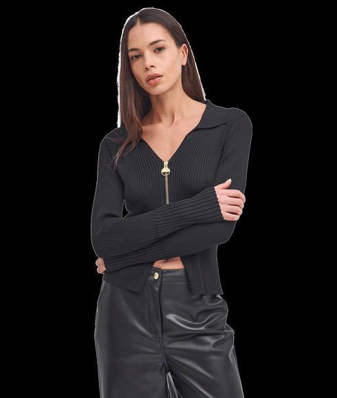 Mondale Zip-Up Cardigan - Black