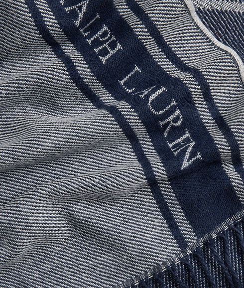 Two-tone Logo Jacquard Scarf - Navy