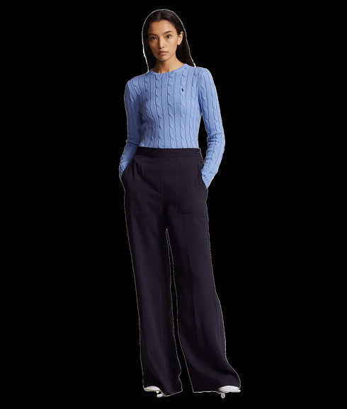 Cable-knit Cotton Crewneck Sweater - Blue