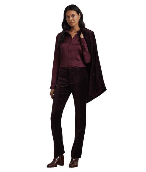 Classic Fit Satin Charmeuse Shirt - Red