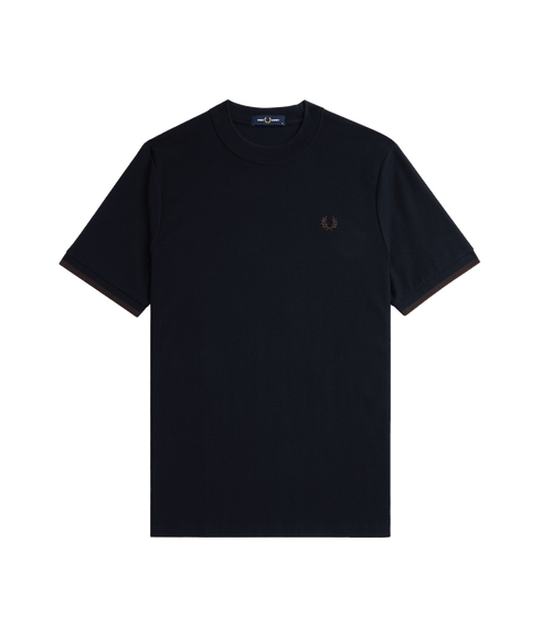 Tipped Cuff Pique T-Shirt - Navy