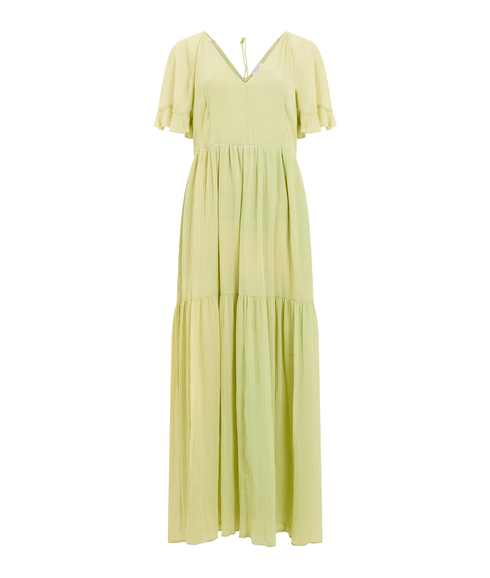 Gossamer Chiffon Tiered Maxi Dress - Green
