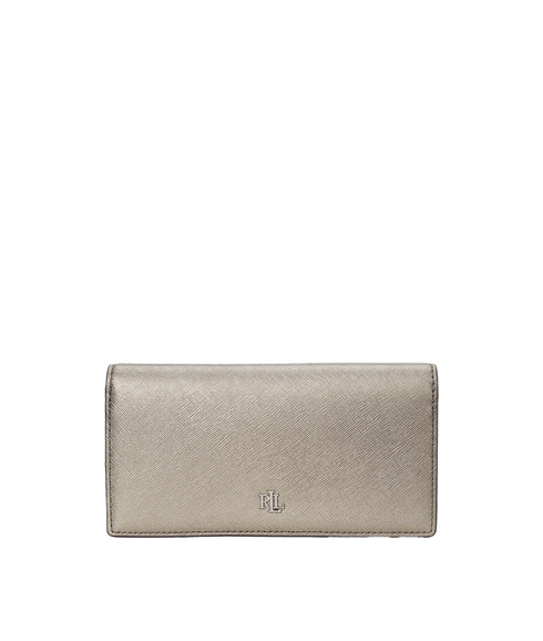 Crosshatch Leather Slim Wallet - Silver