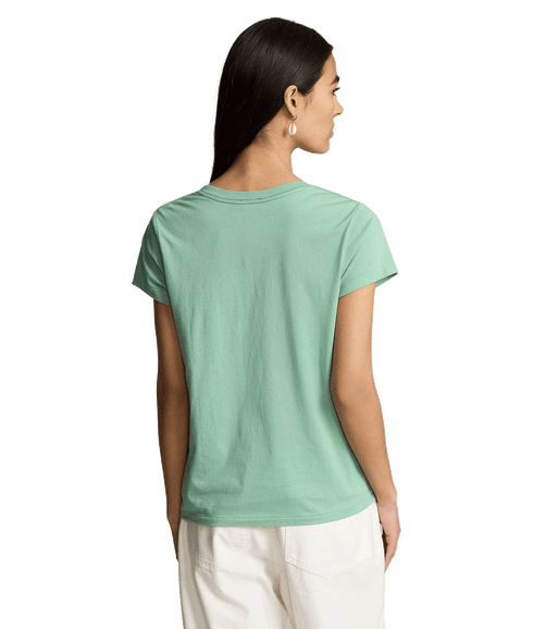 Cotton Jersey V-neck Tee - Green