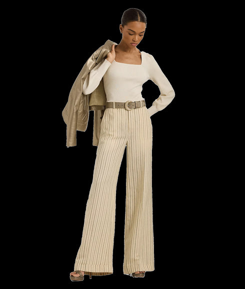 Rib-knit Puff-sleeve Sweater - Cream