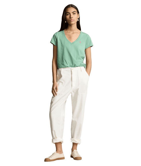 Cotton Jersey V-neck Tee - Green