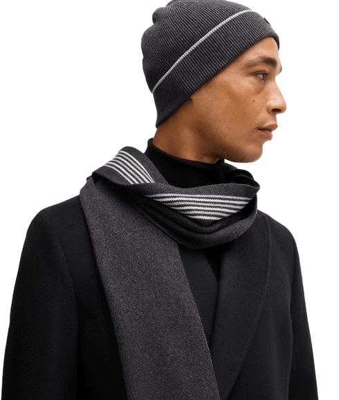 Enzo Raschel-knit Scarf and Hat Set - Grey