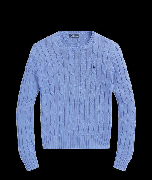 Cable-knit Cotton Crewneck Sweater - Blue