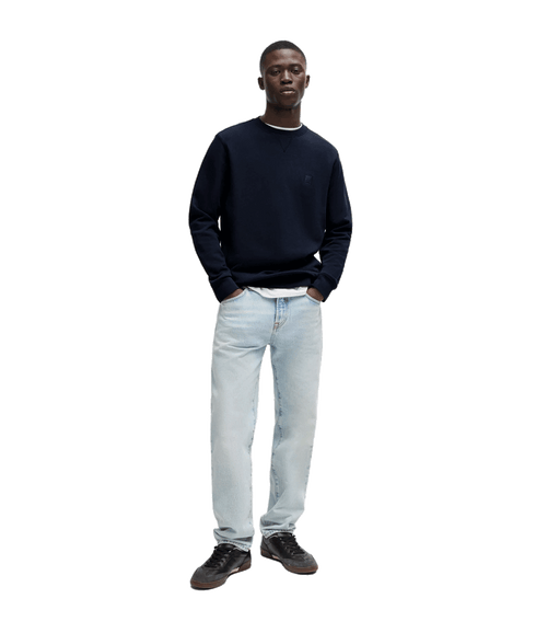 Cotton-terry Relaxed-fit Sweatshirt With Logo Patch - Navy