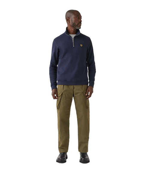 Cotton Fleece Quarter Zip Sweatshirt - Navy