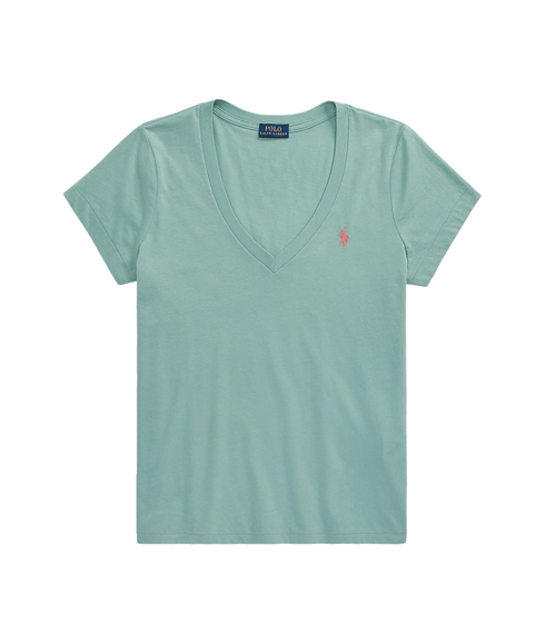 Cotton Jersey V-neck Tee - Green