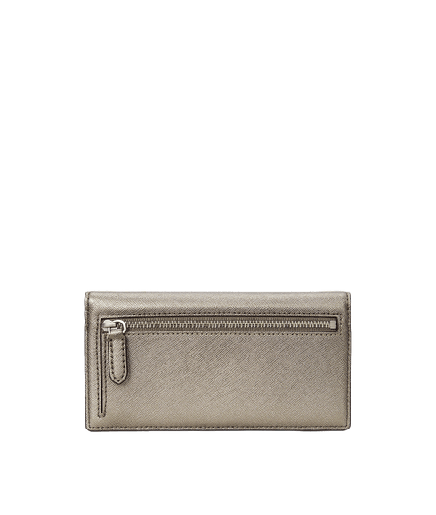 Crosshatch Leather Slim Wallet - Silver