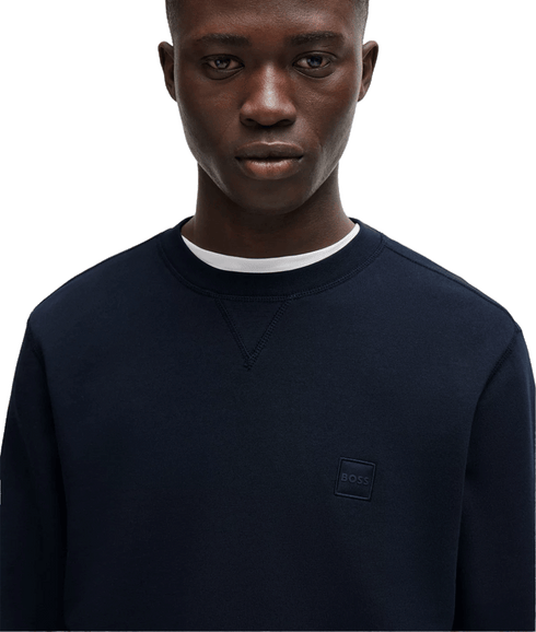 Cotton-terry Relaxed-fit Sweatshirt With Logo Patch - Navy