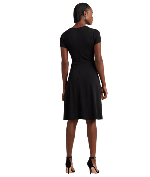 Surplice Jersey Dress - Black