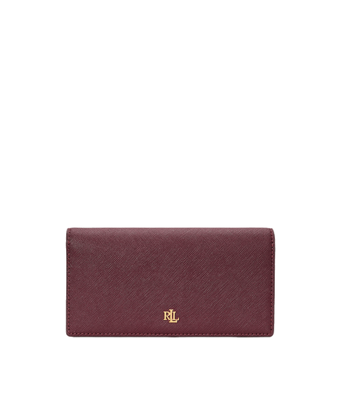 Crosshatch Leather Slim Wallet - Red