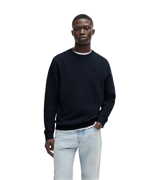 Cotton-terry Relaxed-fit Sweatshirt With Logo Patch - Navy