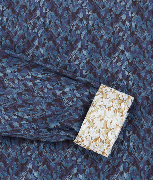 Tailored Fit Printed Shirt - Navy Blue