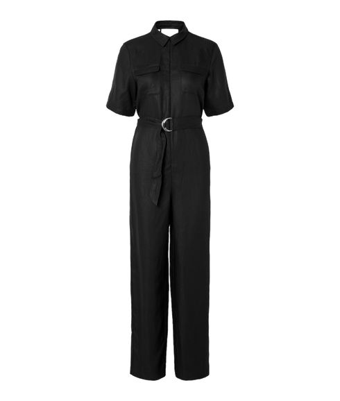 Allesandra 2/4 Zip Jumpsuit - Black