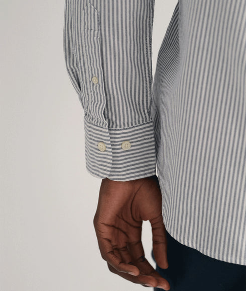 Regular Fit Banker Stripe Oxford Shirt - Persian Blue