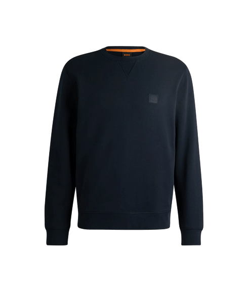 Cotton-terry Relaxed-fit Sweatshirt With Logo Patch - Navy