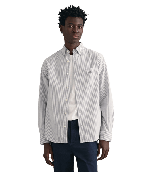 Regular Fit Banker Stripe Oxford Shirt - Persian Blue