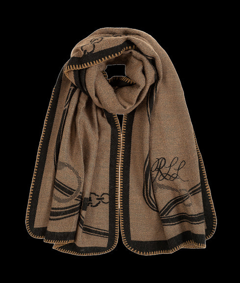 Belting-motif Jacquard Blanket Scarf - Multi