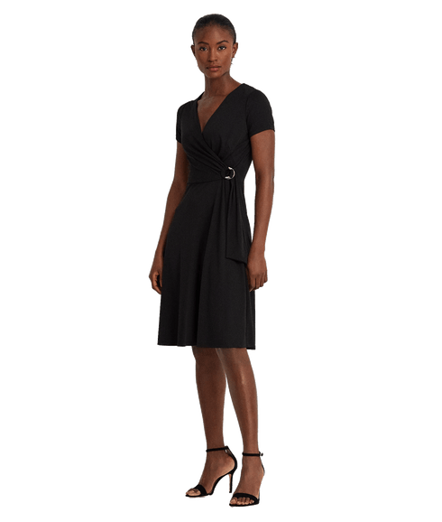 Surplice Jersey Dress - Black