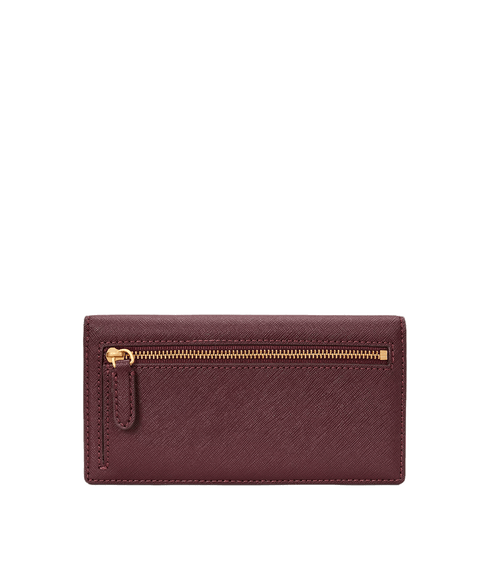 Crosshatch Leather Slim Wallet - Red