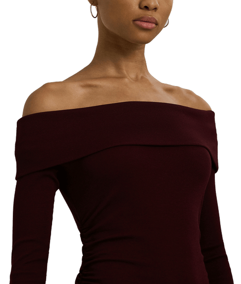 Cotton-blend Off-the-shoulder Top - Red