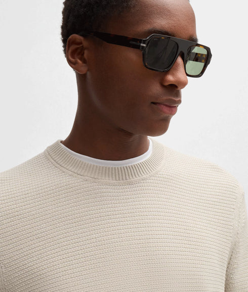 Amercury Regular-fit Sweater in a Two-tone Cotton Blend - Beige